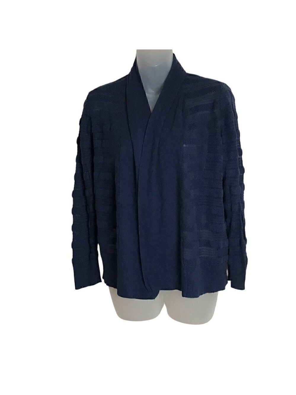 Lucky Brand Navy Blue Semi Sheer Knitted Open Cardigan Size M